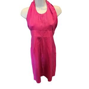 NWT banana republic 2P 2 PETITE fuchsia 100 % Lyocell halter satin dress formal